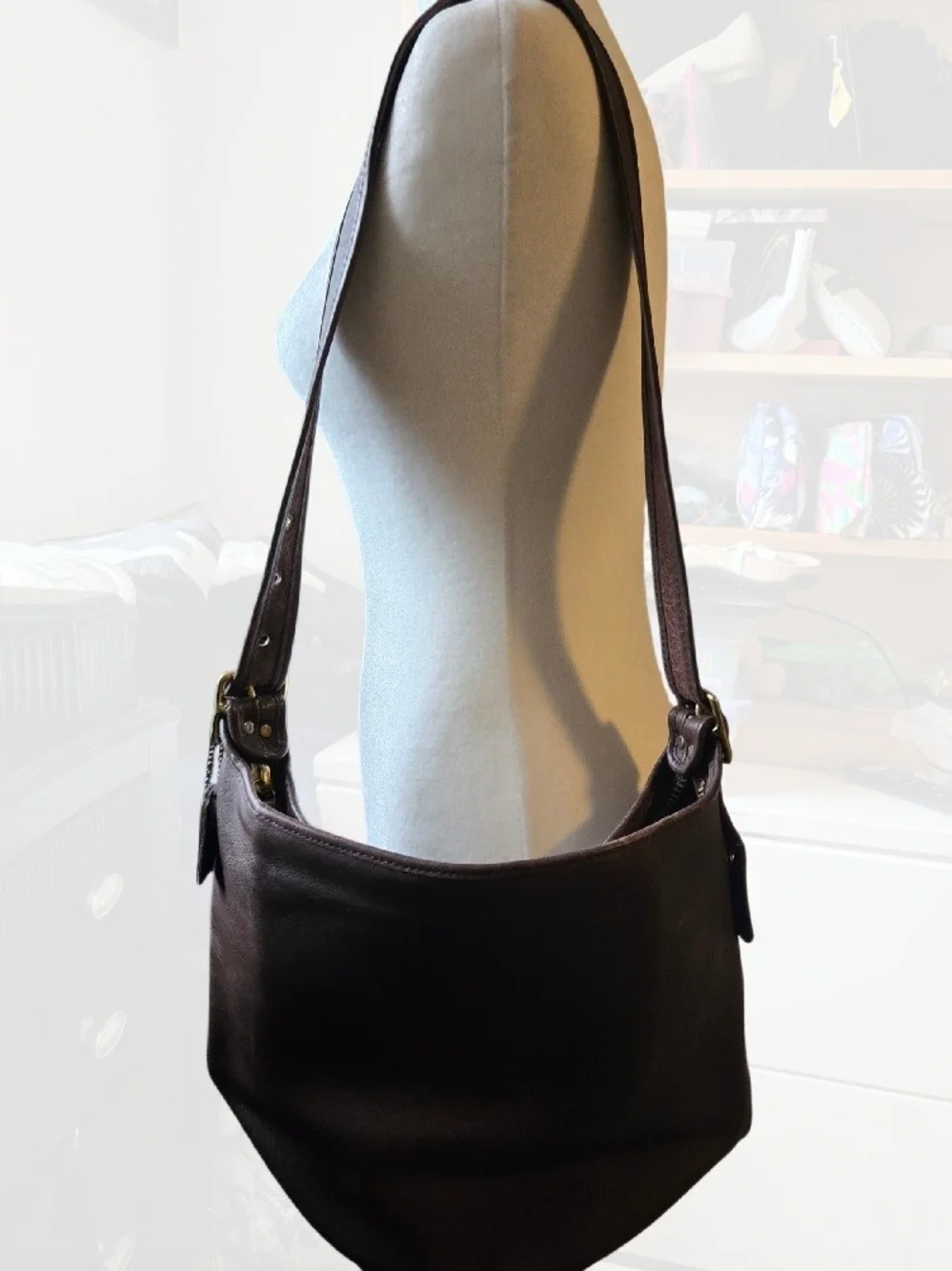 Leather Clasic Crossbody Shoulder Bag - Brown 9085